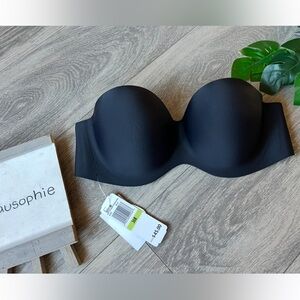 Felina 6202 hint of skin molded push up cup strapless bra in black Size 36b NWT!